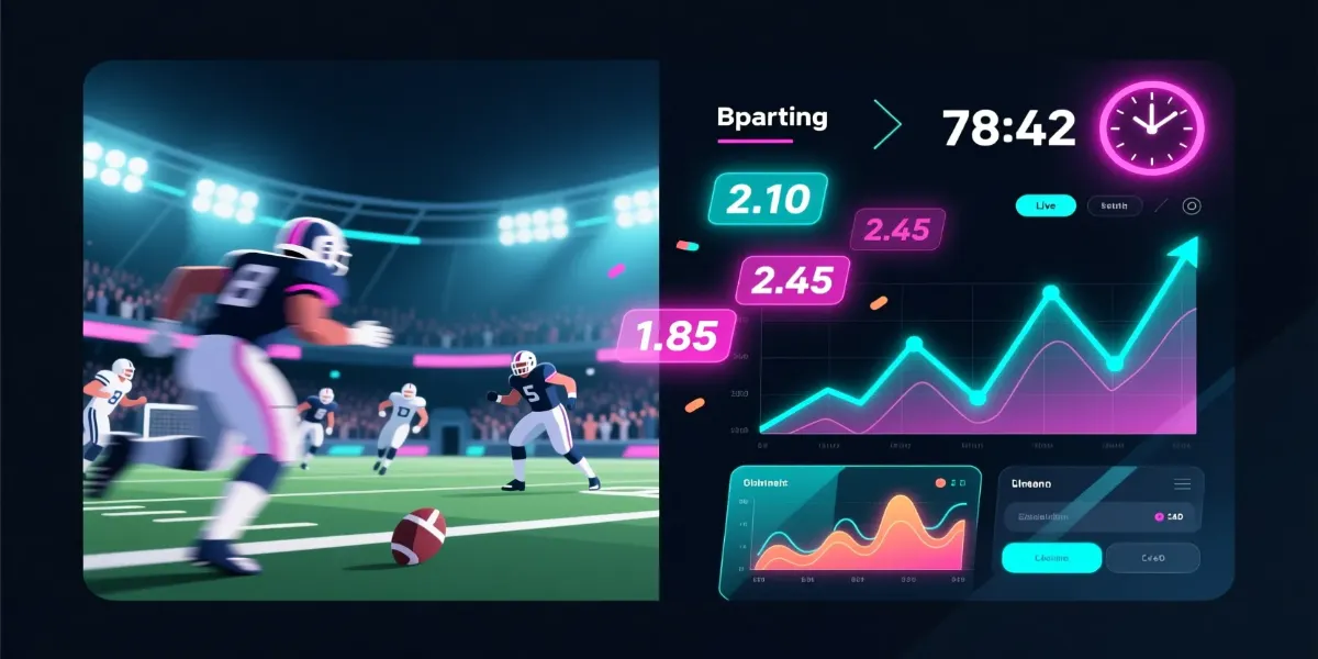 Apuestas en vivo con cuotas dinámicas: visualización de partido de fútbol y cambios de cuotas en tiempo real