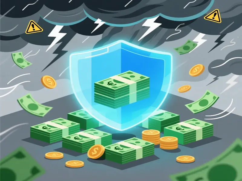 Concepto de protecci&oacute;n del bankroll: escudo protector cubriendo dinero organizado contra p&eacute;rdidas en apuestas