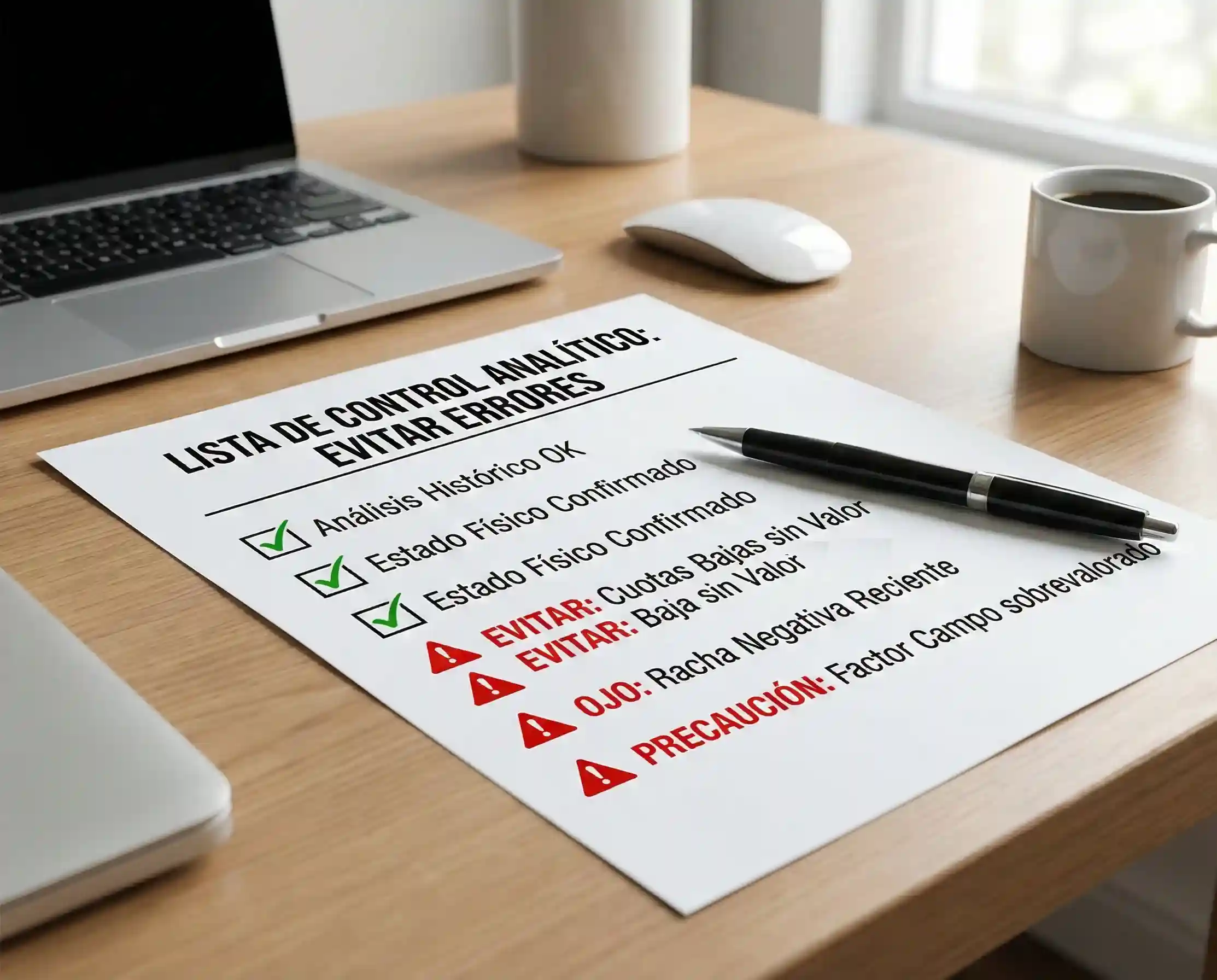 Lista de verificaci&oacute;n con puntos a evitar en apuestas deportivas