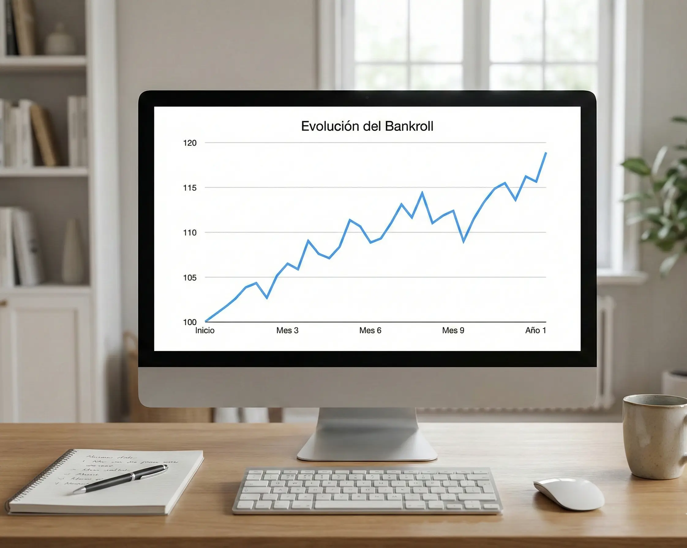 Gr&aacute;fico simple mostrando evoluci&oacute;n del bankroll a lo largo del tiempo