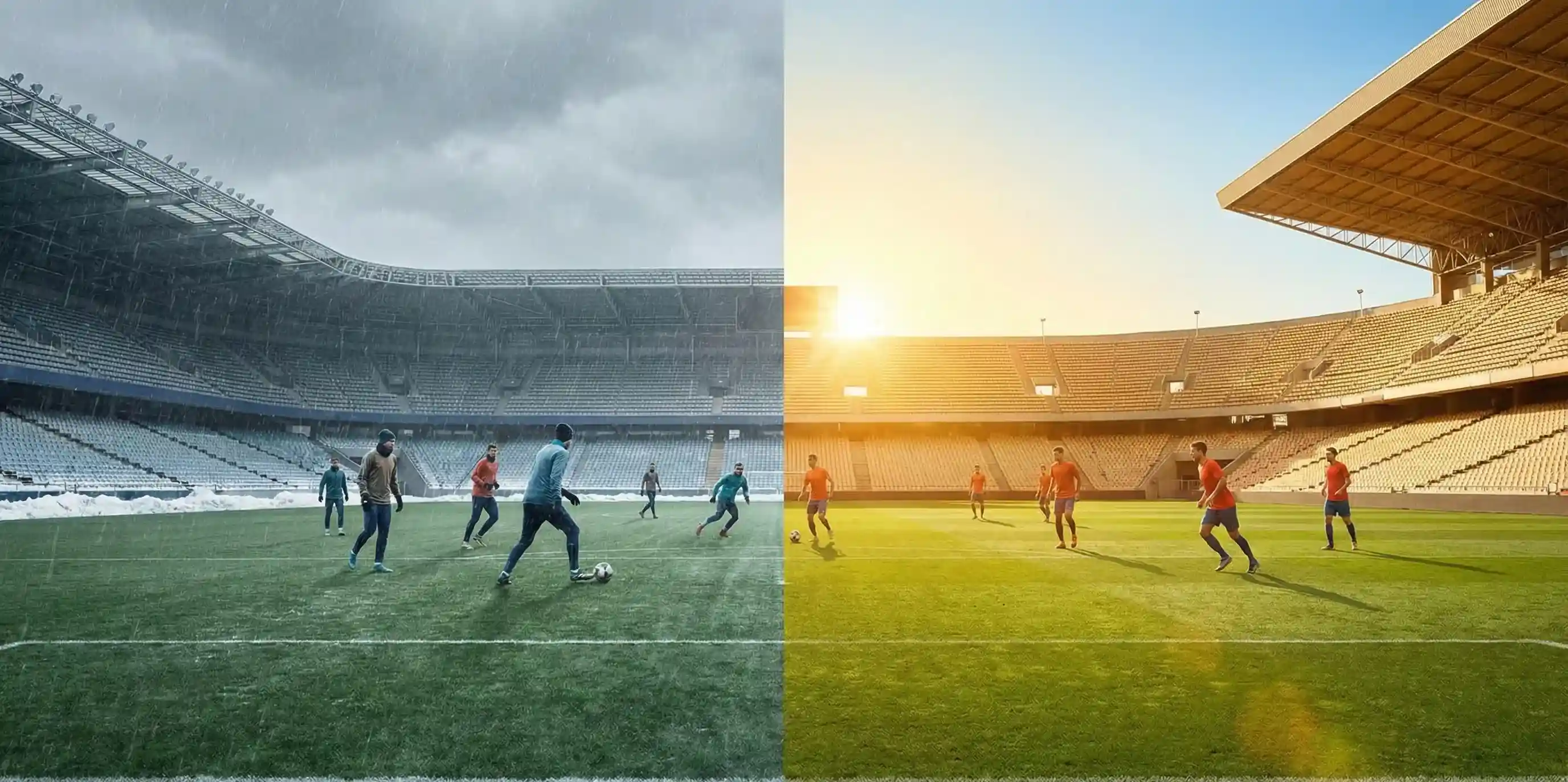 Contraste entre el clima frío del norte y el cálido del sur de España en el fútbol