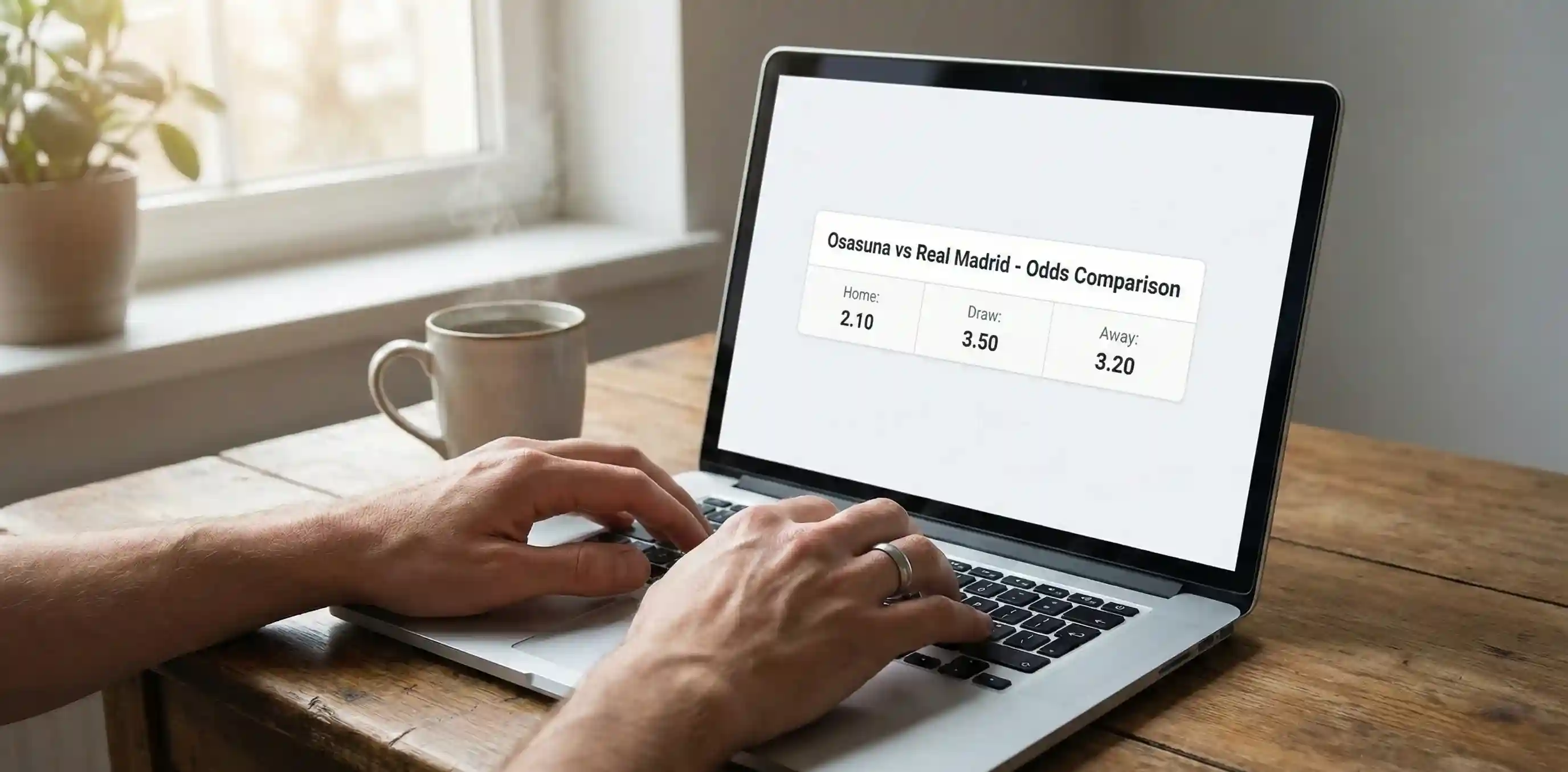 Persona usando un port&aacute;til para comparar cuotas de apuestas deportivas