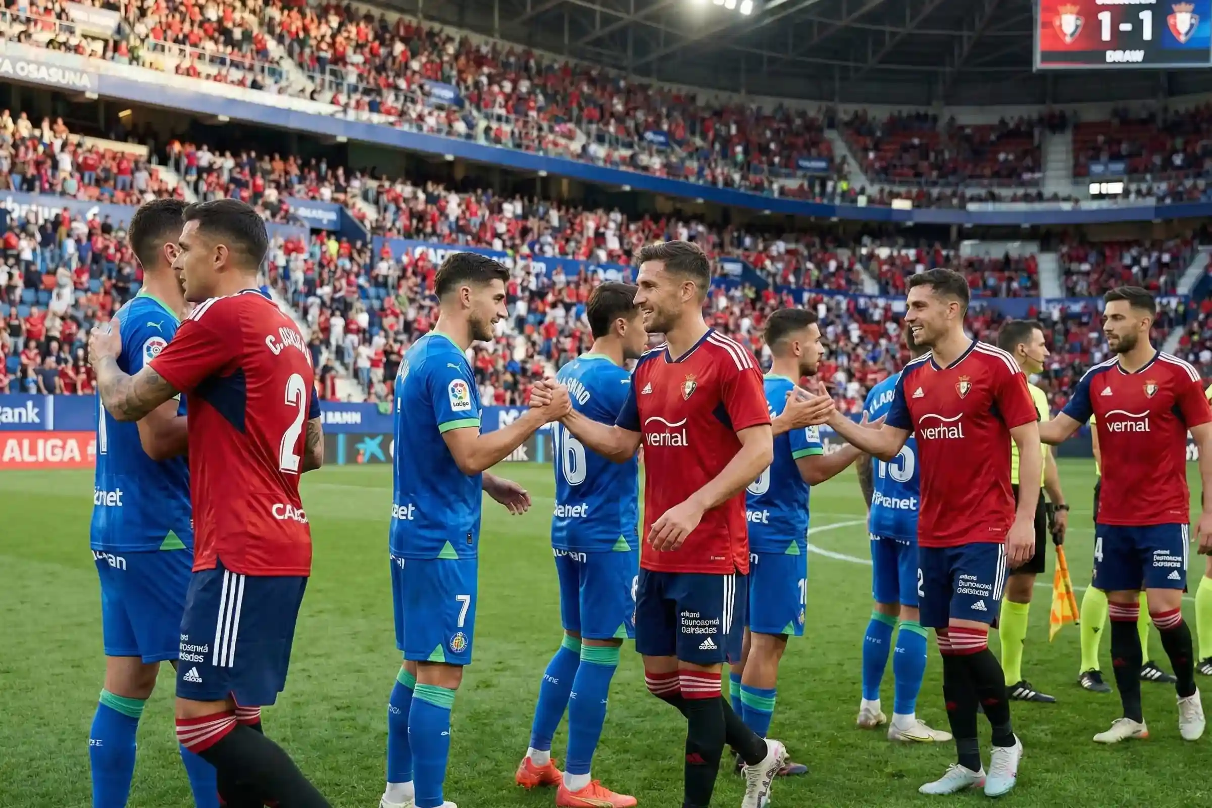 Jugadores de f&uacute;tbol estrechando manos despu&eacute;s de un empate