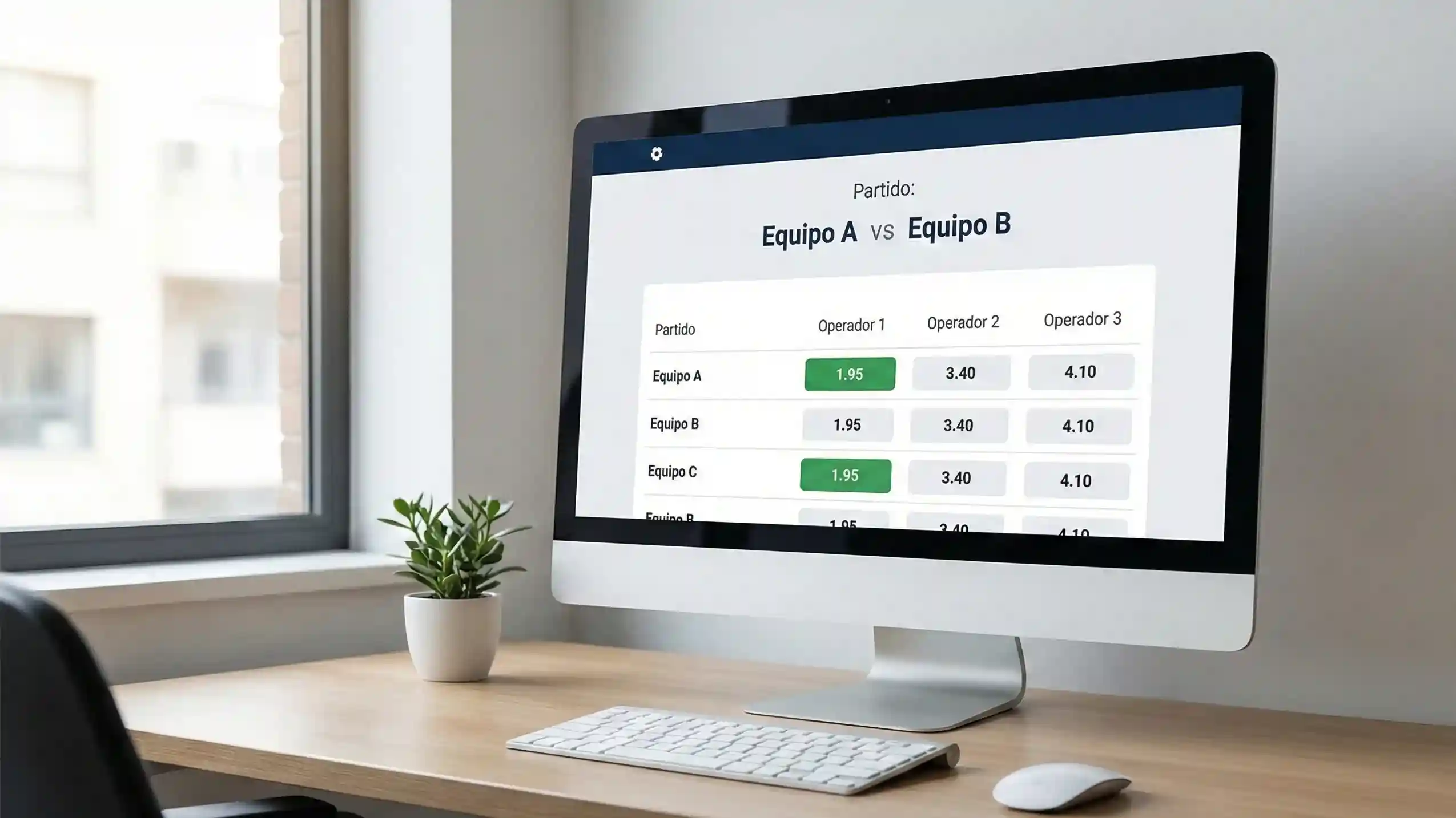 Pantalla de ordenador mostrando comparación de cuotas de apuestas deportivas