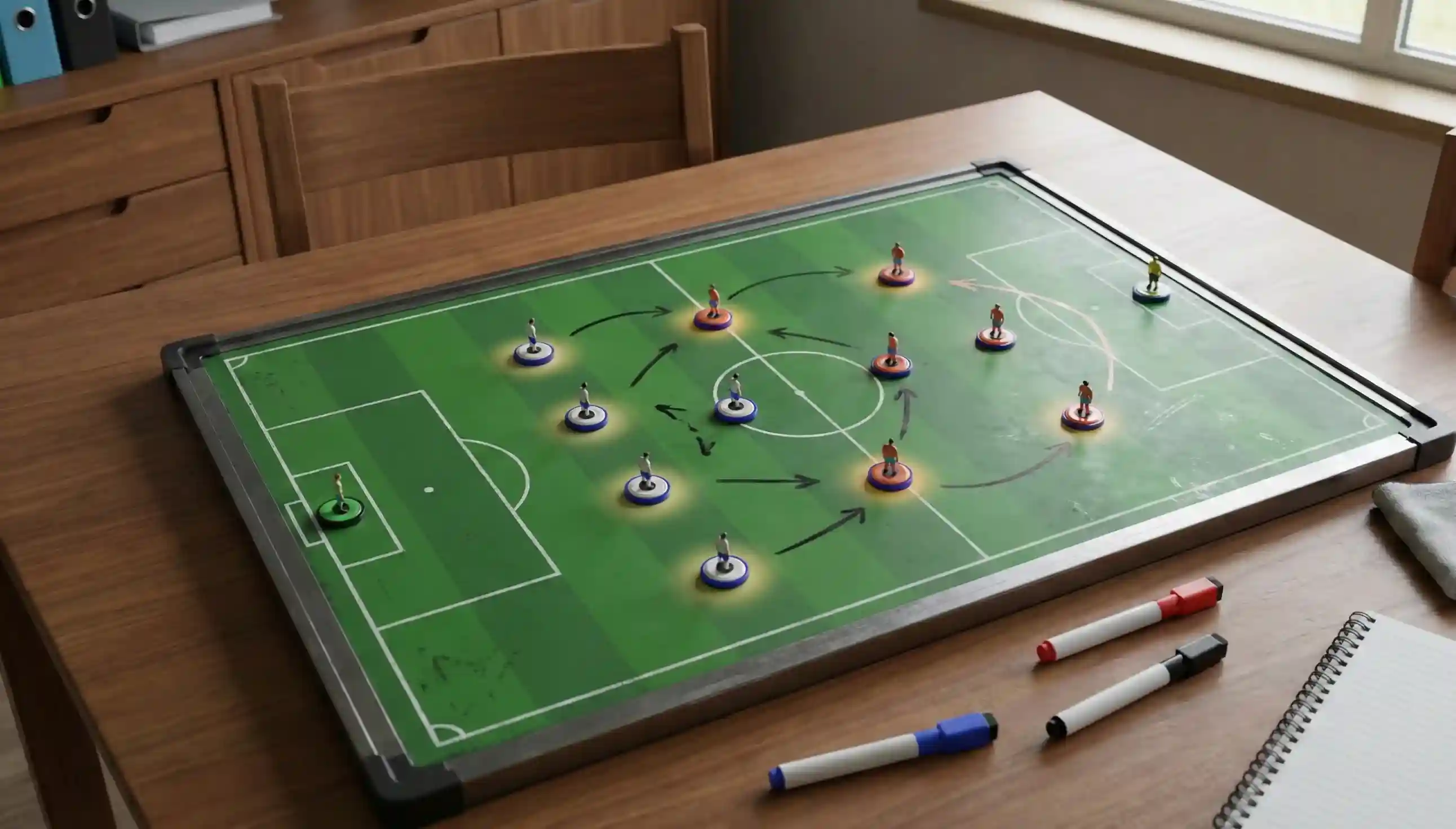 Dos equipos de f&uacute;tbol enfrentados en un campo de c&eacute;sped durante un partido