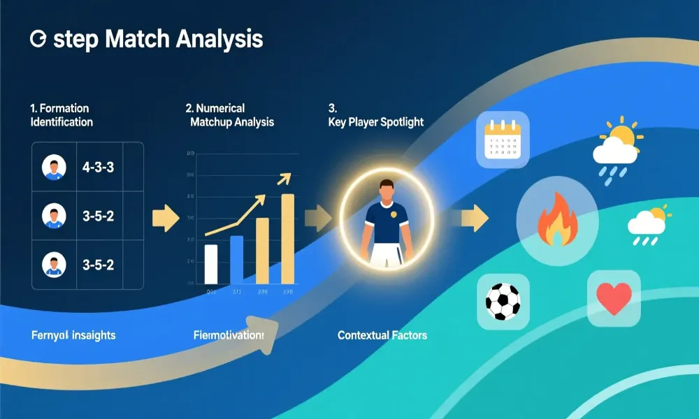 Proceso de an&aacute;lisis de partido en cuatro pasos: formaciones, desajustes num&eacute;ricos, jugadores clave y contexto