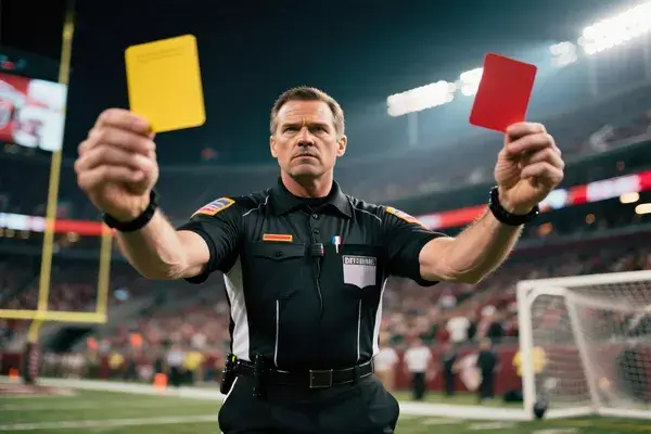 Árbitro mostrando tarjetas amarillas y rojas