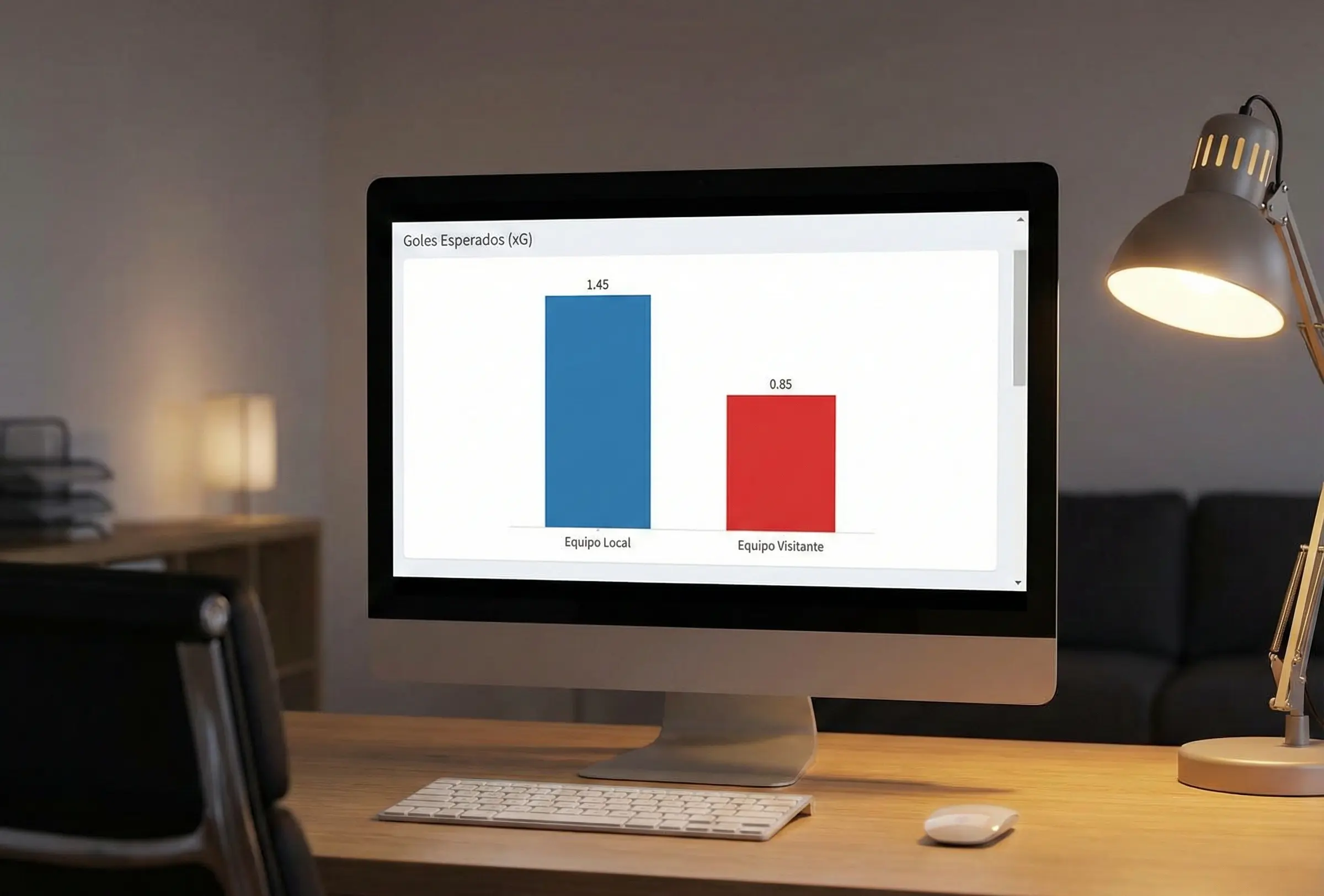 Gr&aacute;fico simple mostrando expected goals de un partido de f&uacute;tbol